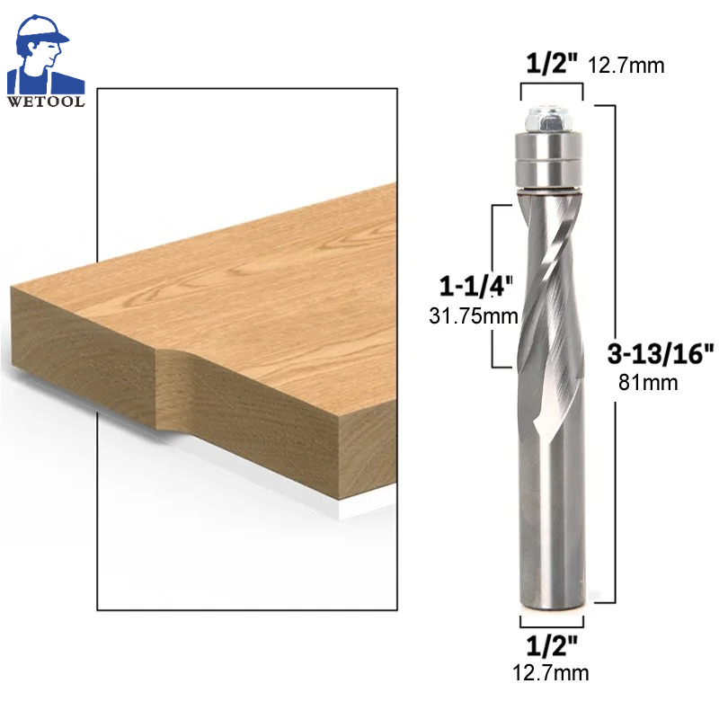 Cnc Router Bit - 1/2인치 12mm 생크 플러시 트림 솔리드