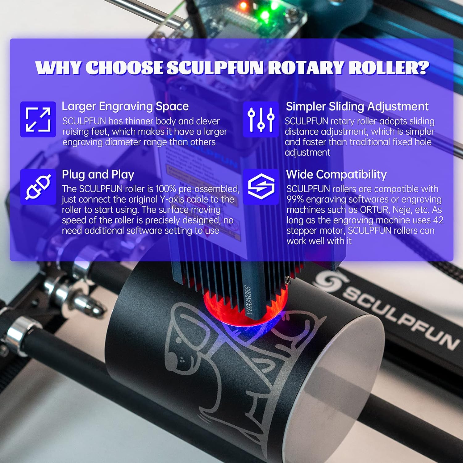 SCULPFUN 레이저 로터리 롤러 레이저 조각기 Y축 - Rotary Axis Laser Engraver 리뷰 및 가격