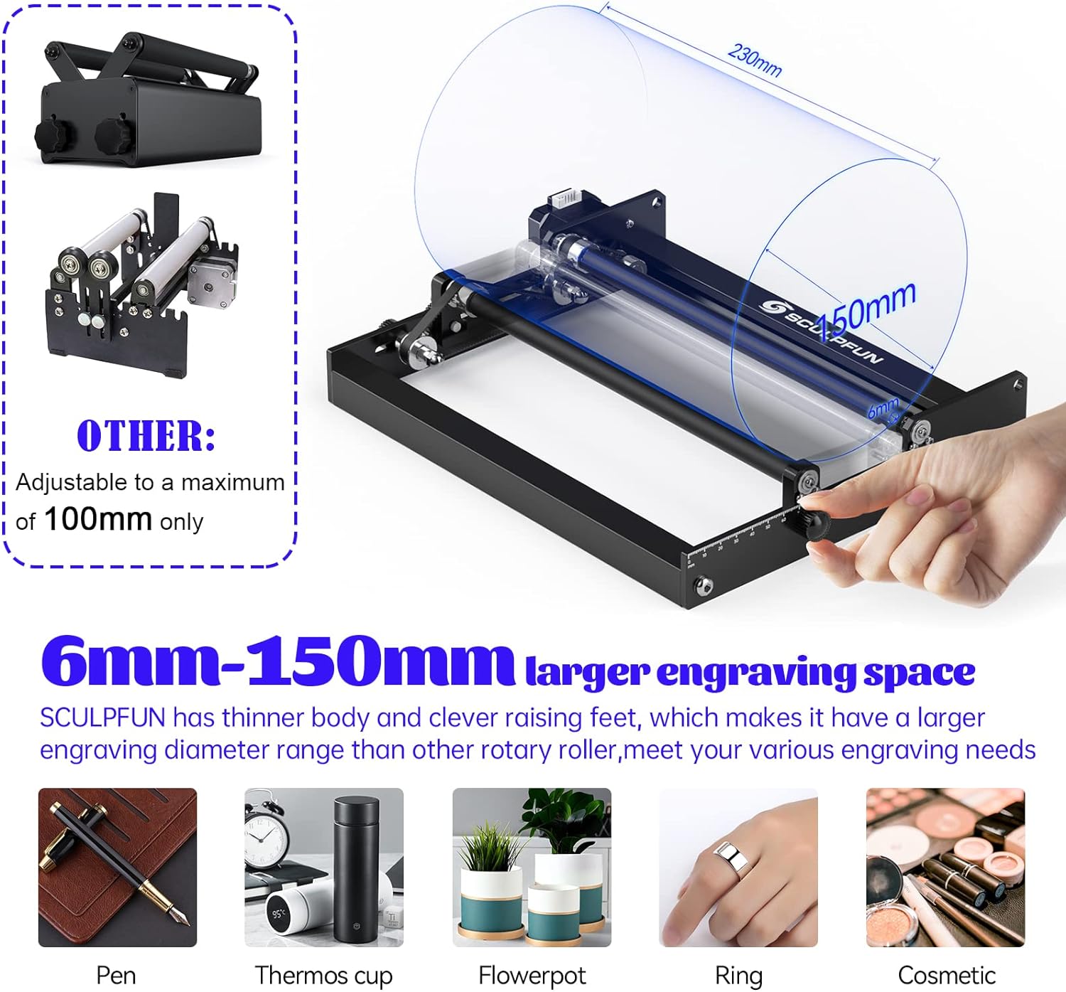 SCULPFUN 레이저 로터리 롤러 레이저 조각기 Y축 - Rotary Axis Laser Engraver 리뷰 및 가격