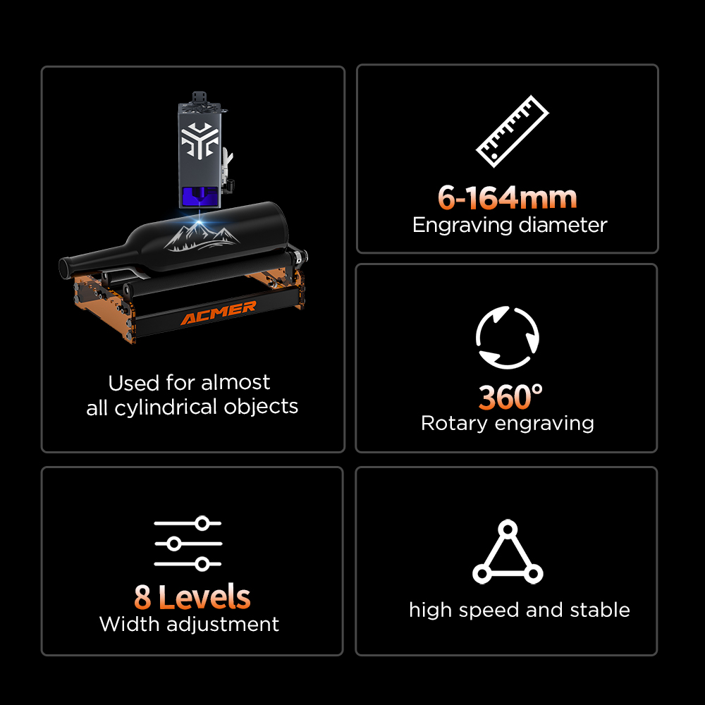 ACMER M3 레이저 로터리 롤러 360 °   레이 - Rotary Axis Laser Engraver 리뷰 및 가격